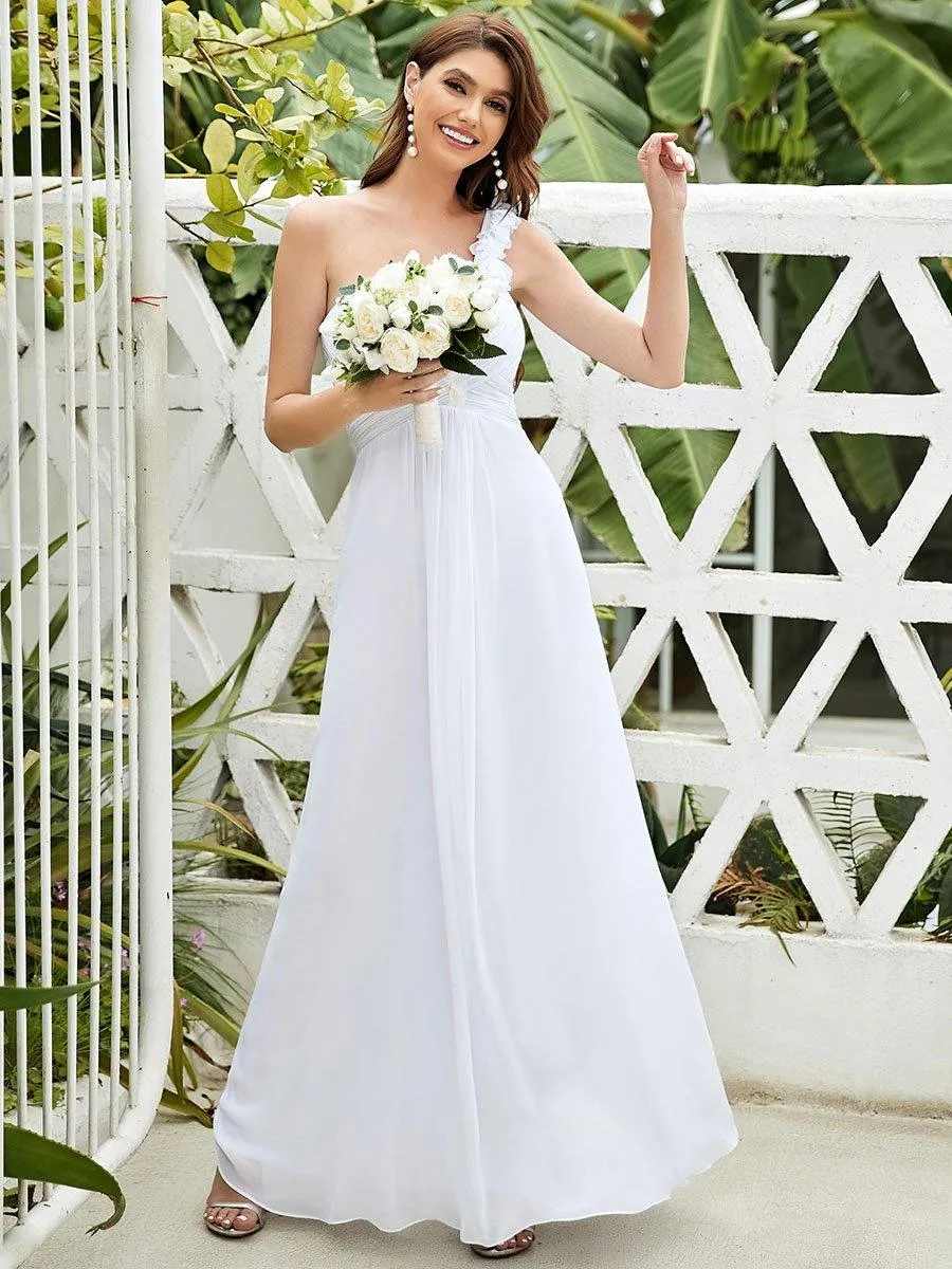 Robe Demoiselle d'Honneur Maxi Chiffon à Une épaule pour Femmes